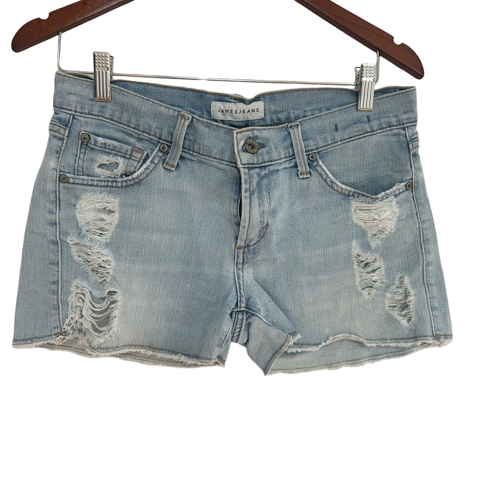 James Jeans - Women's Light Blue Distressed Shorts (size 25)
